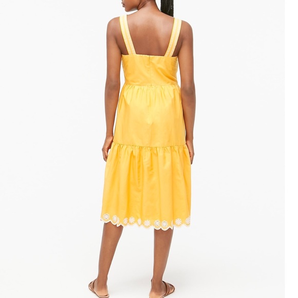J.CREW Embroidered Scalloped Tiered Dress 4 - Picture 3 of 9